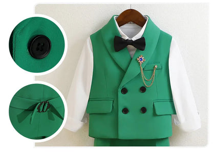 Kids Vest Pants Party Photograph Set Children Formal Wedding Suit Teenager Boys Birthday Tuxedo Party Dress Child Dance Costume