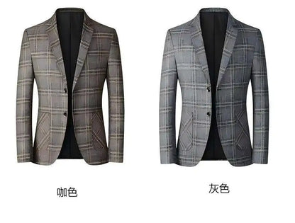 Blazer New Men Fashionable Business Wedding Banquet Casual Hosting Dress Showcases A High-end Middle-aged Checkered Look Blazer