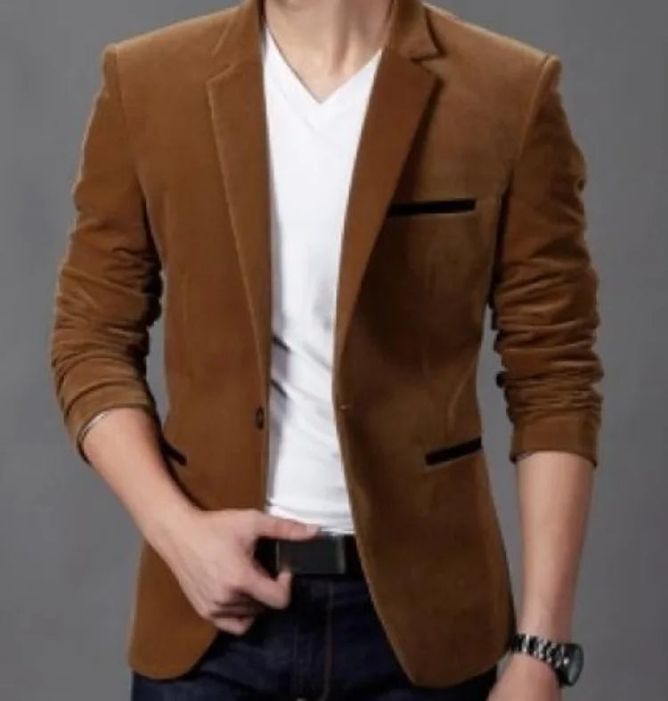 Men's Slim Fit Korean Style Blazer Autumn Winter Formal Suit Jacket Trendy Youth Business Casual Top