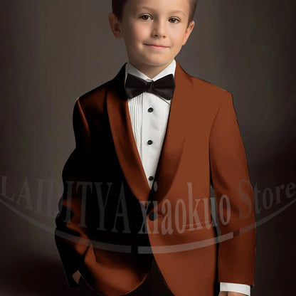 Chic Suits for Boy Cute Shawl Lapel One Button Blazer with Pants Party Costume Wedding Tuxedos 2 Piece Fashion Kids Clothes
