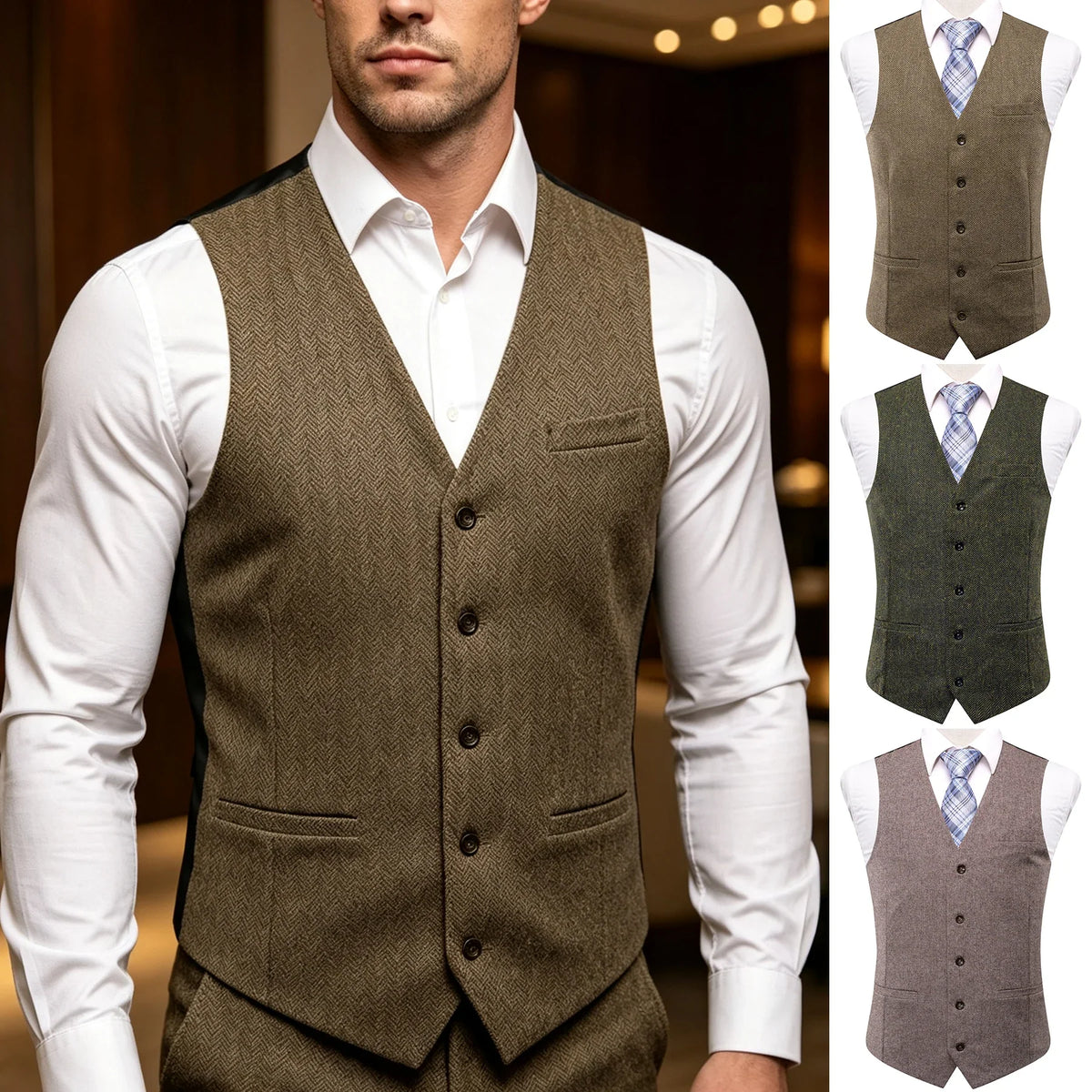 Men's Suit Vest Set Paisley Jacquard Double Breasted for Weddings and Formal Events