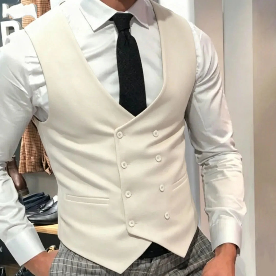 Men's Formal Double-Breasted Vest for Weddings & Daily Wear