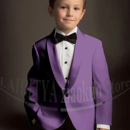 Chic Suits for Boy Cute Shawl Lapel One Button Blazer with Pants Party Costume Wedding Tuxedos 2 Piece Fashion Kids Clothes