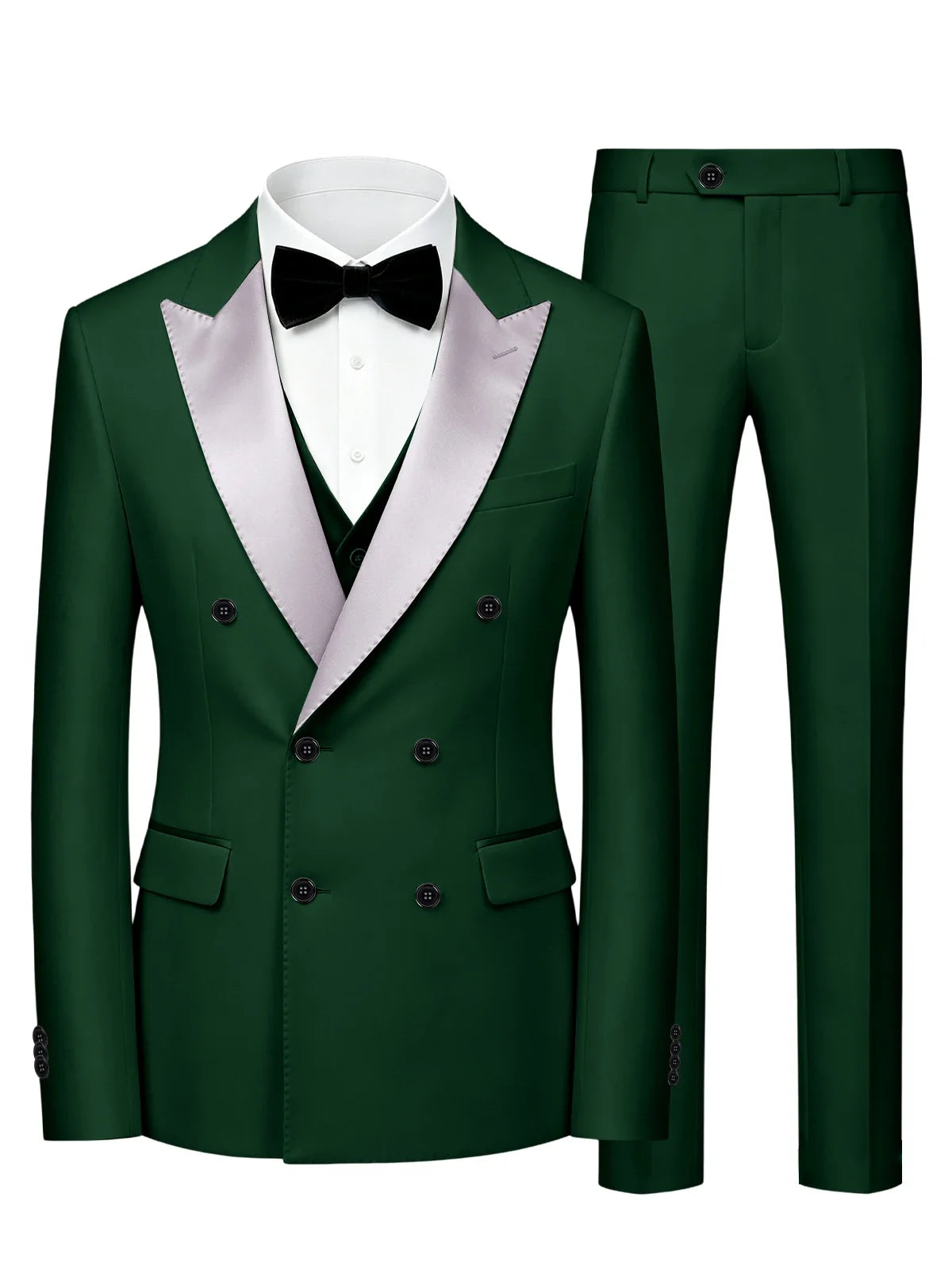 Men's Double Breasted 3 Piece Suit – Slim Fit Tuxedo Set for Weddings & Formal Events