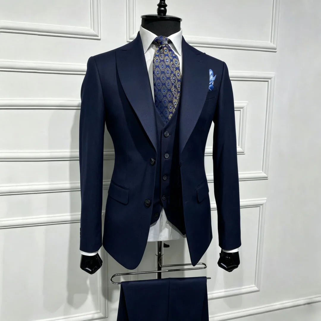 Men Suit Brown 3 Piece With Lapel Single Breasted Solid For Wedding Groom Birthday Banquet Party Business Work Jacket Vest Pants
