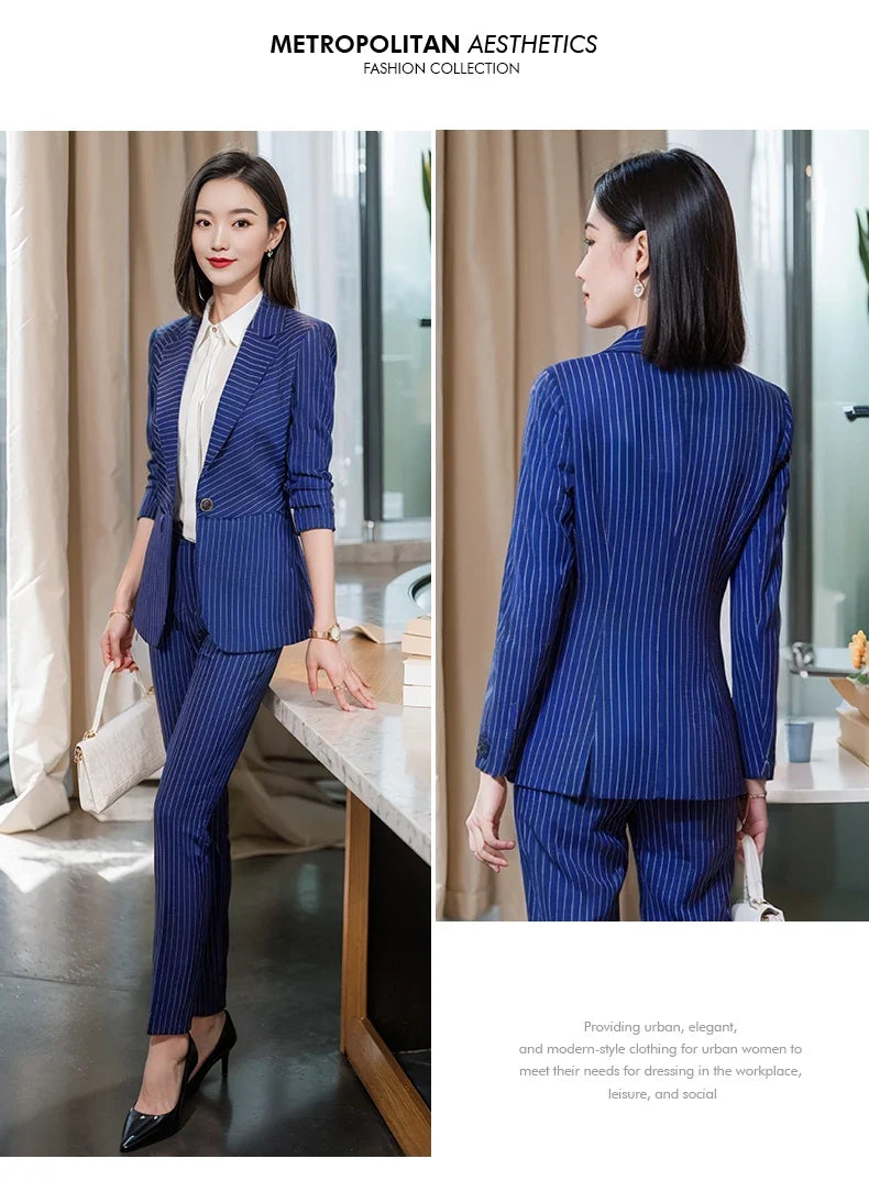 Striped Fashion Women's Suit Set, High Quality Two-Piece Pants + Suit Jacket. New spring/summer 2026