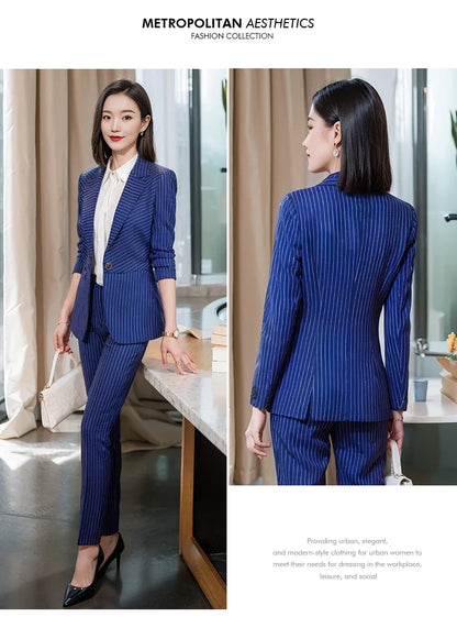 Striped Fashion Women's Suit Set, High Quality Two-Piece Pants + Suit Jacket. New spring/summer 2026
