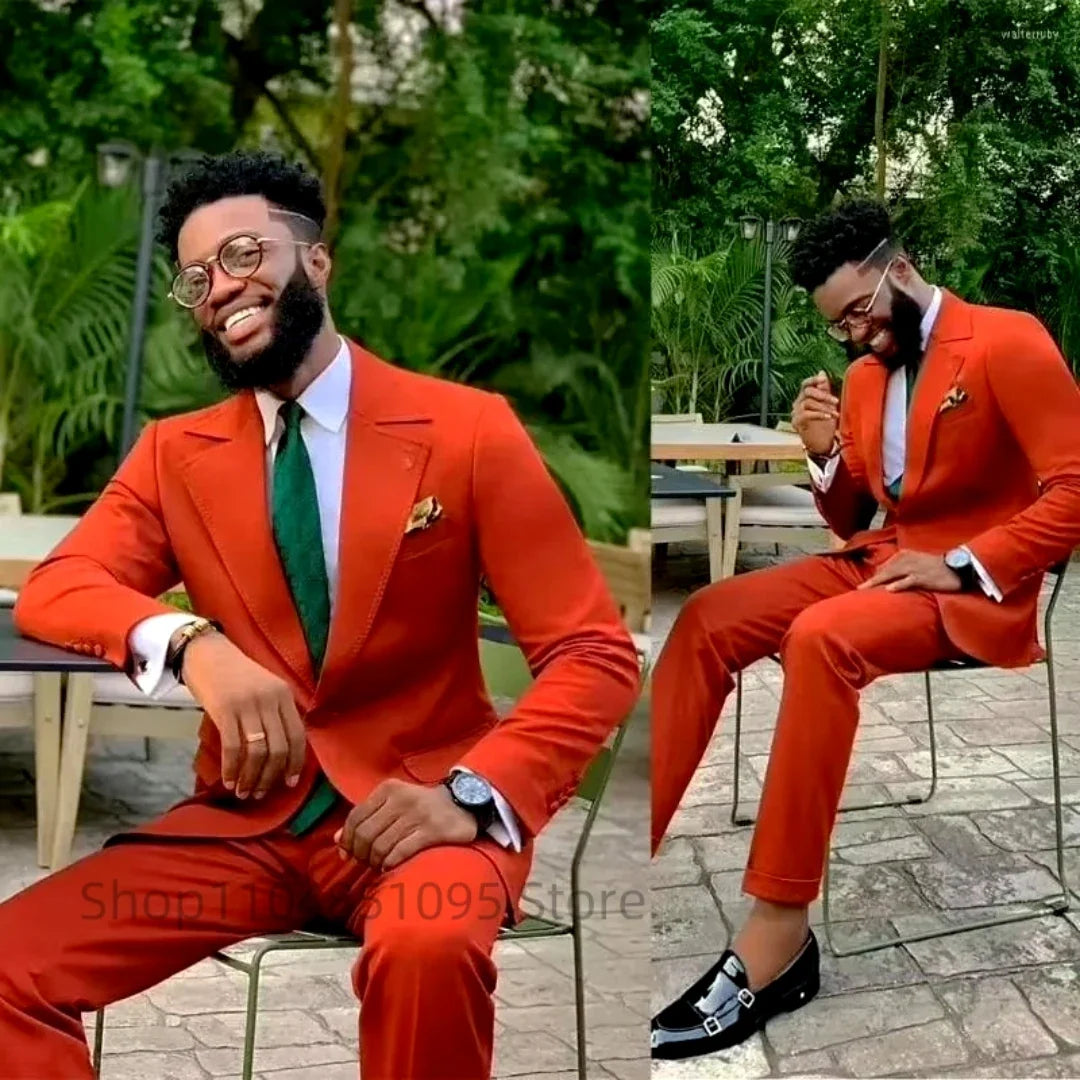 Costume de mariage décontracté pour homme - Ensemble 2 pièces : blazer et pantalon à revers pointus pour garçons d'honneur, affaires, fête, bal de promo, meilleur homme