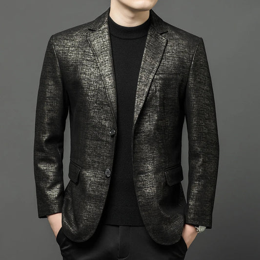 Genuine Leather Blazer for Men – Sheepskin Slim Fit Gentleman Jacket for Winter