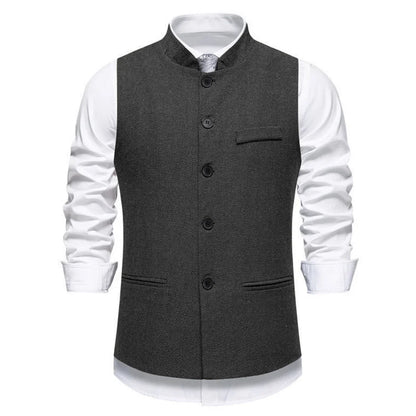 Men's Vest – Herringbone Single-Breasted Waistcoat for Weddings & Business