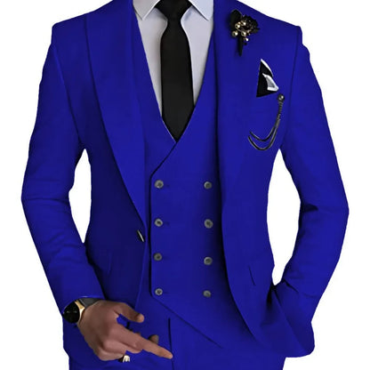 3 Piece Men's Wedding Dress Suits Slim Fit Peak Lapel Blazer+Vest+Pants Groom Tuxedos for Party Formal Suit Elegant Men Clothes