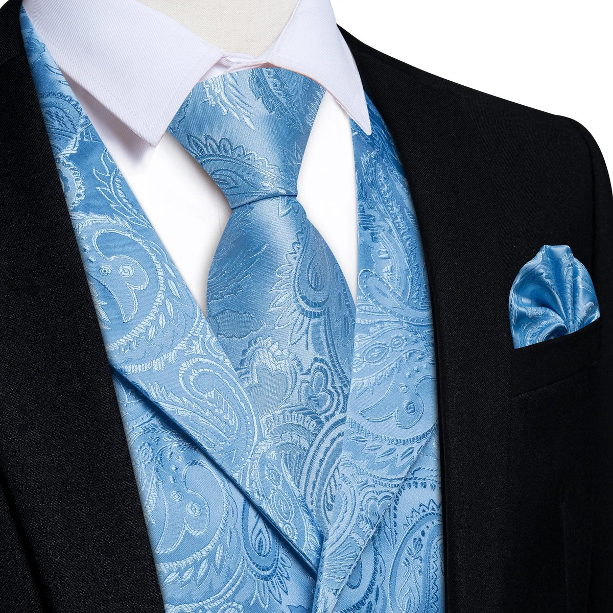 Men's Suit Vest & Tie Set – Paisley Jacquard Waistcoat for Weddings and Formal Occasions