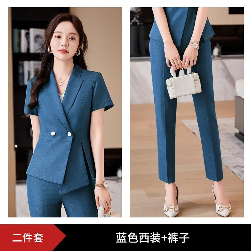 Short-Sleeved Suit for Women, Elegant and Fashionable Pants, Spring and Summer Suit, 2026New