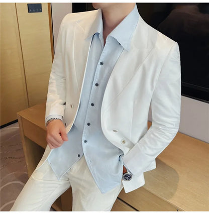 Summer Linen Breathable Suit Jacket Daily Casual Thin Blazers Men's Business Formal Suit Jacket Wedding Groom Coats Men Clothing