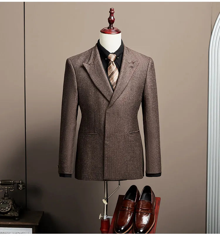 Men's Large Size Autumn Blazer – Smart Casual Polyester Suit Jacket