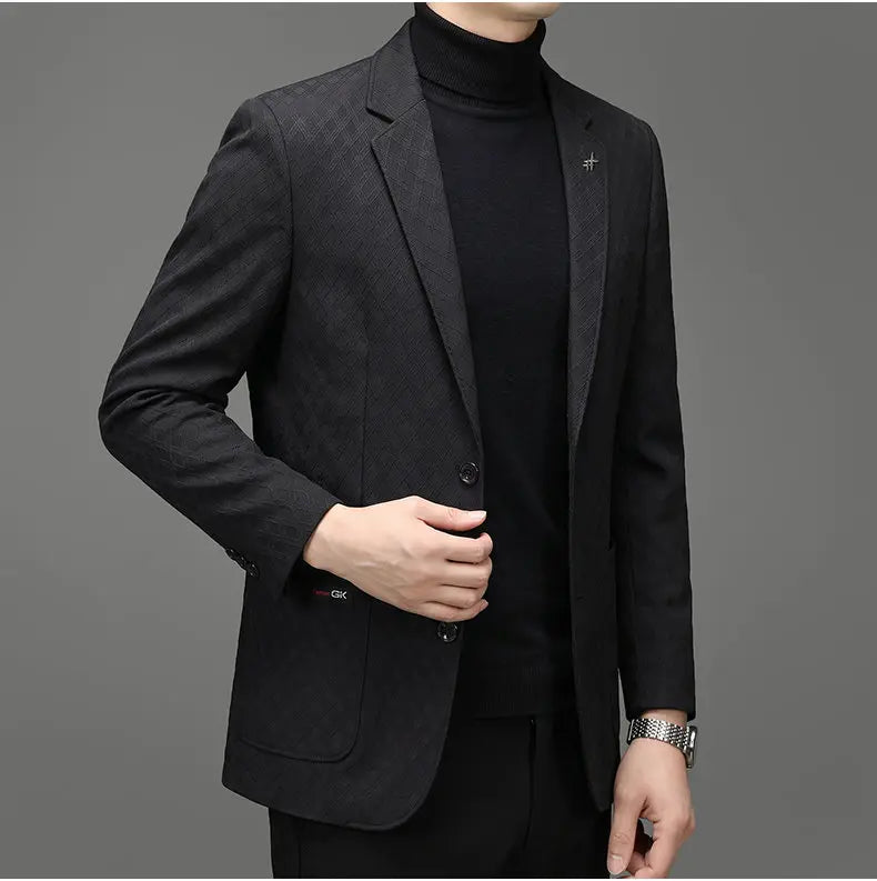 Men's Blazer Smart Casual Single-Breasted Suit Jacket for Business and Leisure – Brown, Khaki, Wine Red, Black