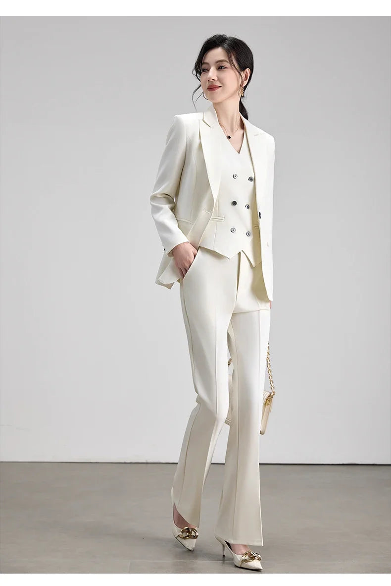 Office Lady Work Blazer Trousers Suits for Women Autumn New Business Chic Blazer and Pants Sets 2 Pieces Womens Outfit Pink