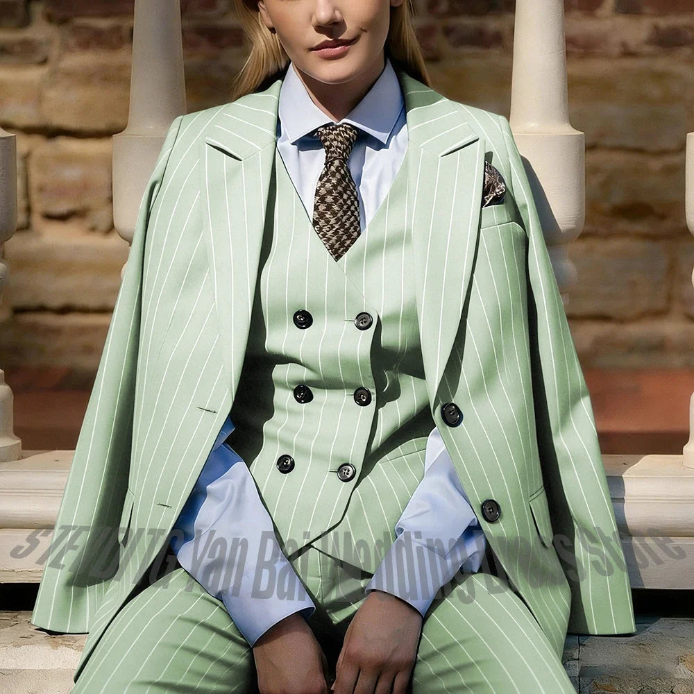 Formal Business Women's Suits Chic Single Breasted Peaked Lapel Office Work Smart Casual Female Clothes Set Three Pieces