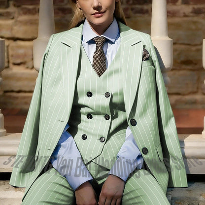 Formal Business Women's Suits Chic Single Breasted Peaked Lapel Office Work Smart Casual Female Clothes Set Three Pieces