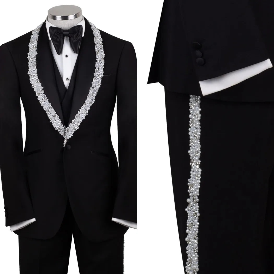 Modern Men's Suit 3 Pieces Blazer Vest Pants Business Formal Work Wear Wedding Groom Tuxedos Customized Costume Homme M6181