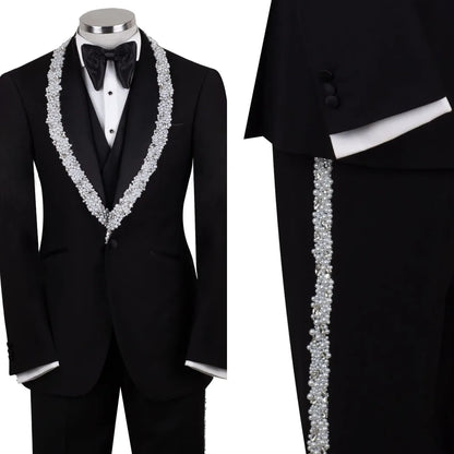 Modern Men's Suit 3 Pieces Blazer Vest Pants Business Formal Work Wear Wedding Groom Tuxedos Customized Costume Homme M6181