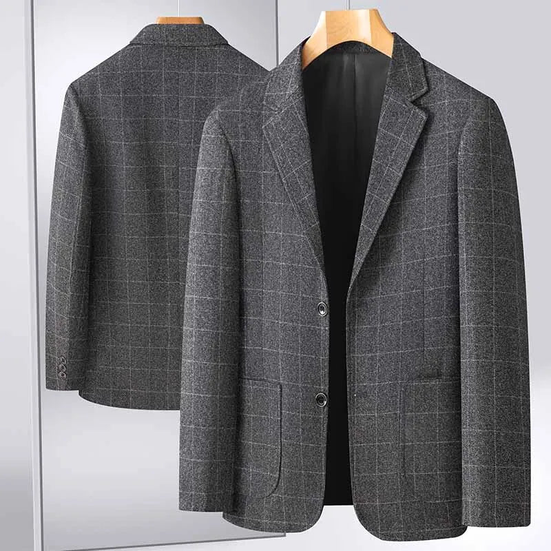 New Men's Blazer Fashion Middle-aged Business Casual Professional Wear Casual Loose British Style Sub-trend Four Seasons Suit