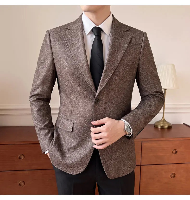 Men's Smart Casual Blazer Single Breasted Slim Fit Full Sleeve Business Formal Jacket