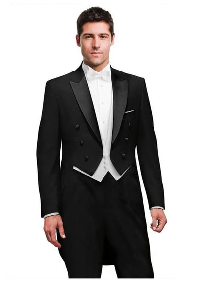 Costume 3 Pièces Solide pour Homme, Smoking de Mariage, Blazer Long, Garçon d'Honneur, Bal de Promo, Costume Masculin Tendance (Veste+Gilet+Pantalon)