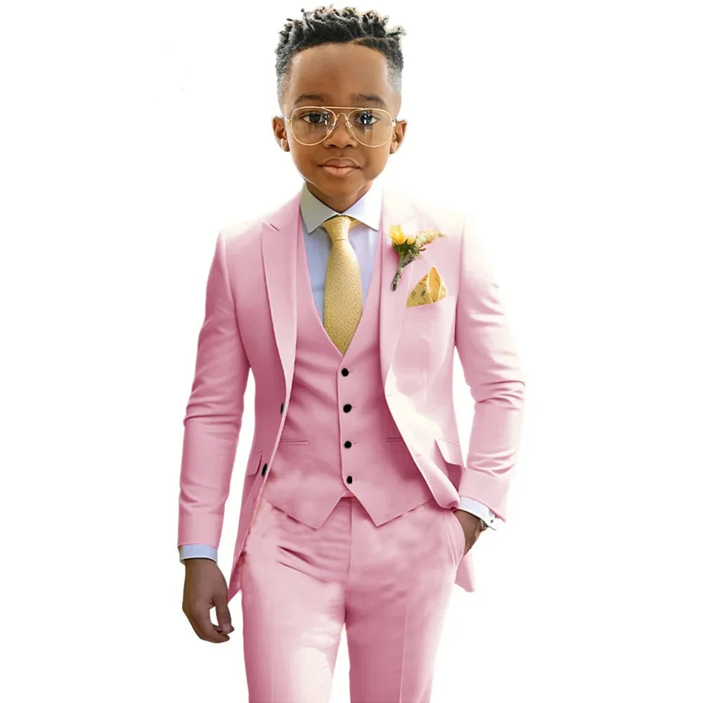 Formal Boys Suits Wedding Tuxedo 3 Pieces 2-20T Kids Slim Fit Jacket Vest Pants Birthday Party Sets School Performance Outfit