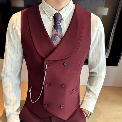 Men's Double Breasted Vest – Formal Lapel Waistcoat for Weddings & Events