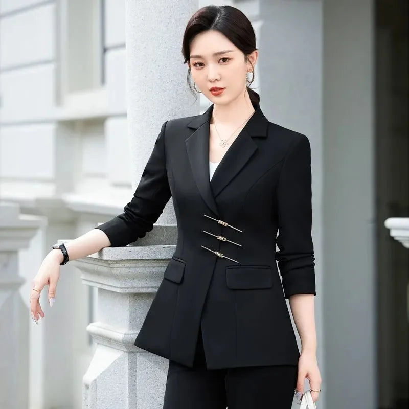 2025 Fashion White Red Black Blazer Jacket And Pant Suit Trousers Women Female Office Ladies Work Wear Formal 2 Piece Set