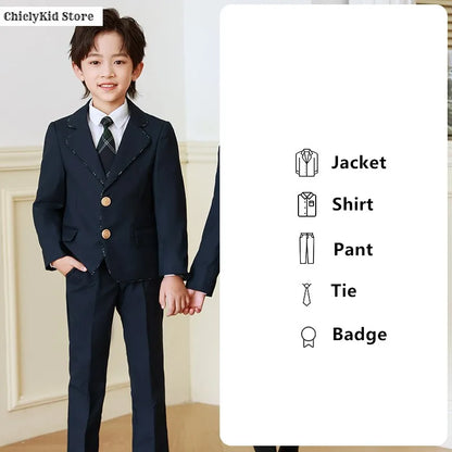 Children British School Uniforms Girls Preppy Jacket Pleated Skirts Boys Blazers Pants Suits Kids Teenage Student Clothes Sets