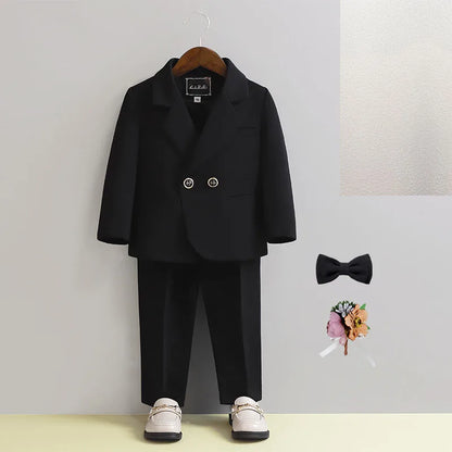 Children Formal Pink Wedding Dress Flower Boys Photography Suit Kids Stage Performance Outfit Baby Birthday Ceremony Costume