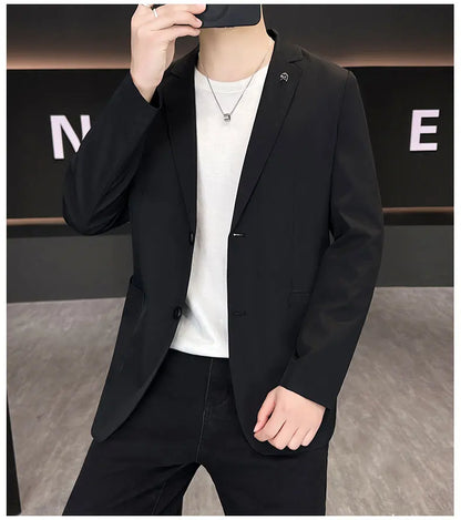 Men's Summer Thin Casual Blazer Solid Color Sun Protection Single Suit Jacket Lightweight Breathable Outerwear