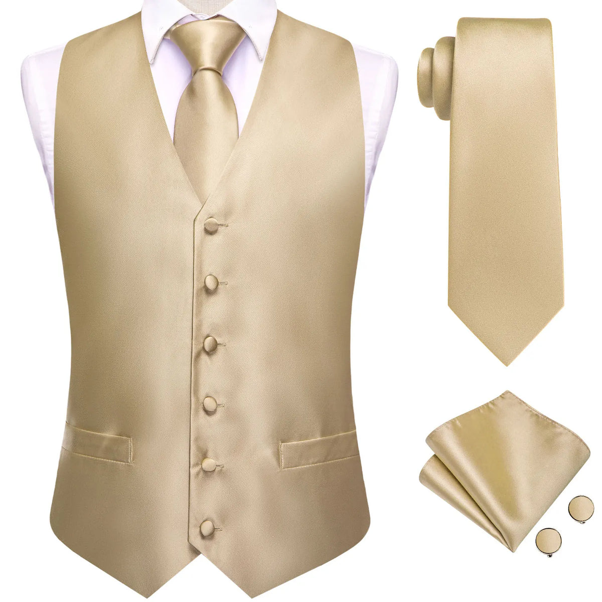 Men's Suit Vest 4-Piece Set – Solid Violet Lilac Woven Waistcoat for Weddings & Business Formal