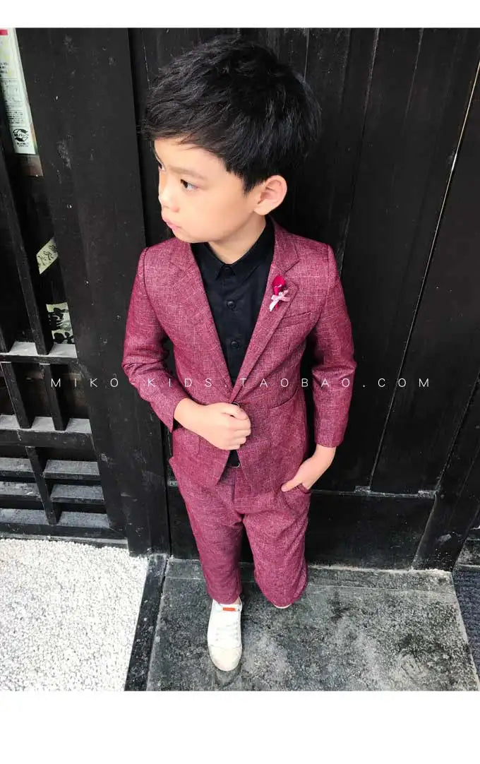 Kids Wedding Ceremony Slim Suit Children Formal Blazers Pants 2Pcs Photography Clothes Good Quality Baby Boys Handsome Suit