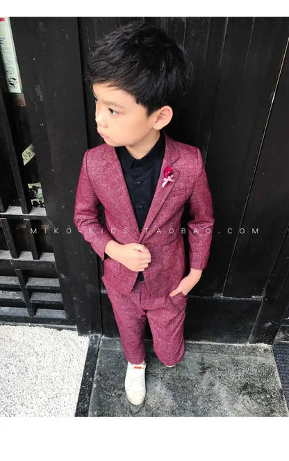 Kids Wedding Ceremony Slim Suit Children Formal Blazers Pants 2Pcs Photography Clothes Good Quality Baby Boys Handsome Suit