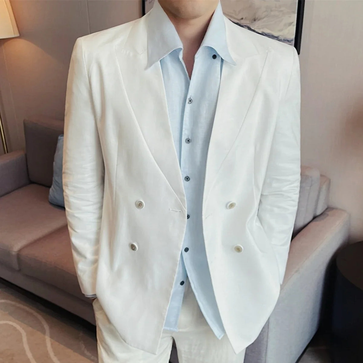 Summer Linen Breathable Suit Jacket Daily Casual Thin Blazers Men's Business Formal Suit Jacket Wedding Groom Coats Men Clothing