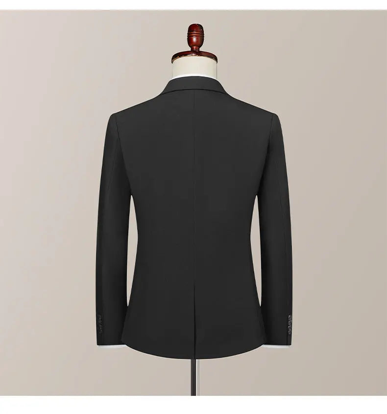 High-Quality Groom's Three-Piece Set Wedding Dress - Slim Fit British Style Business Casual Suit Vest Trousers for Men