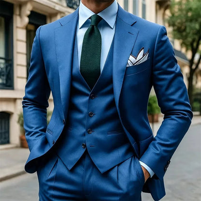 Men's 3-Piece Slim Fit Suit – Jacket, Vest & Pant for Formal Occasions