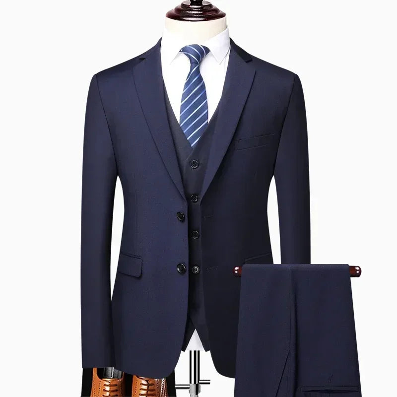 Men's 3-Piece Suit – Slim Fit Blazer Vest Pants Set for Business, Wedding & Casual Wear