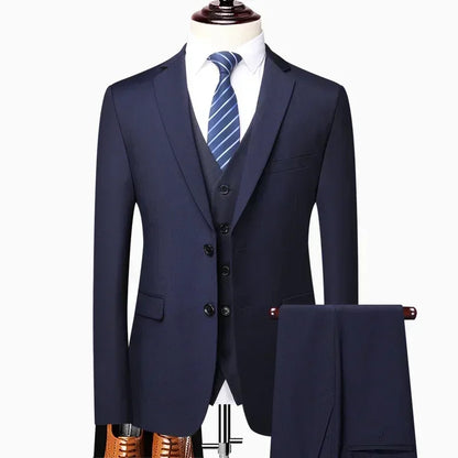 Men's 3-Piece Suit – Slim Fit Blazer Vest Pants Set for Business, Wedding & Casual Wear