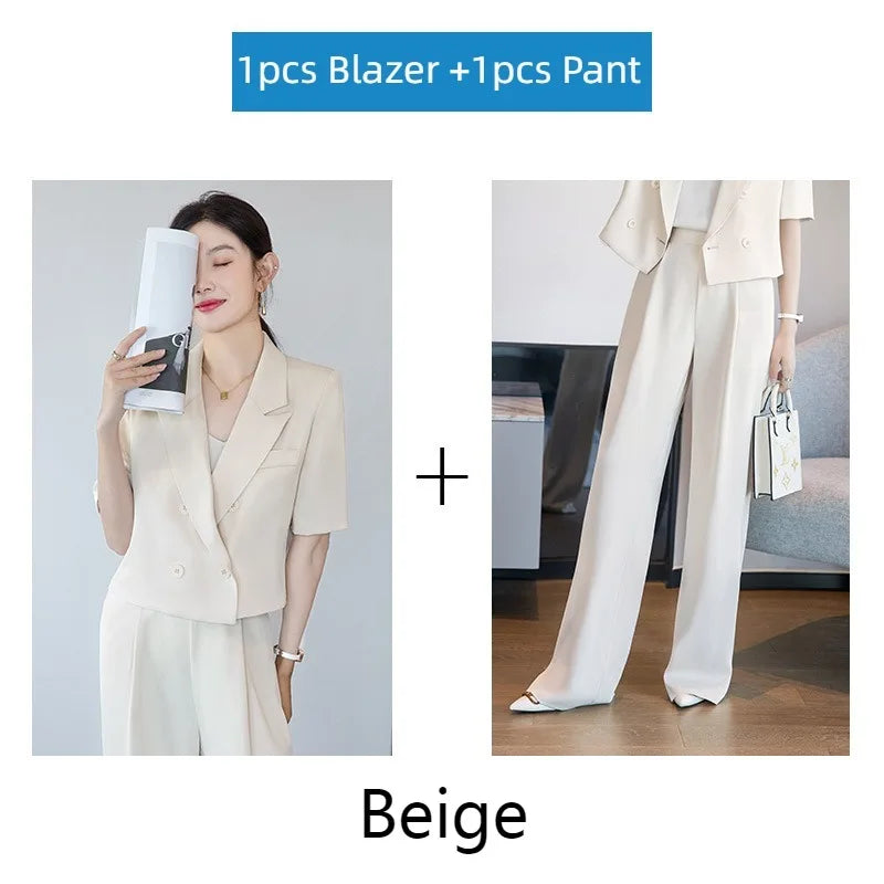 Blazer Short Suit Small Workplace Commuting Temperament Thin Suit Summer Button Suit OL Work Clothes Pant Sets