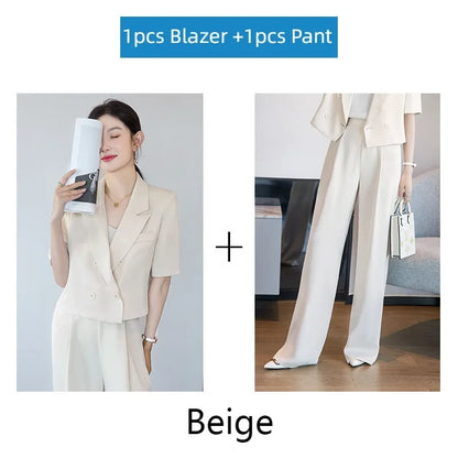 Blazer Short Suit Small Workplace Commuting Temperament Thin Suit Summer Button Suit OL Work Clothes Pant Sets