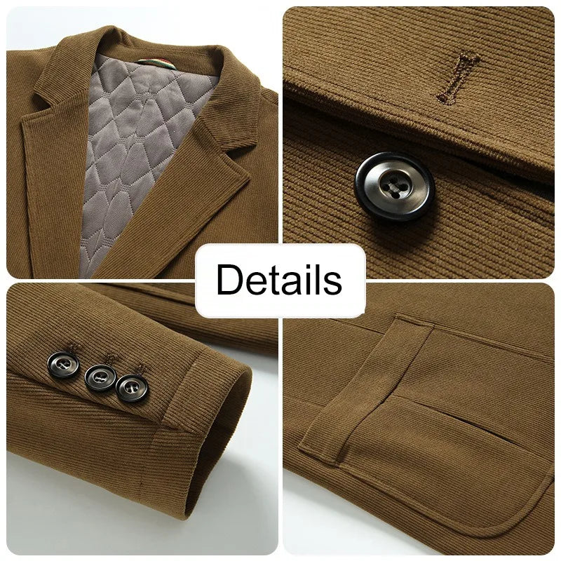 2026 Autumn Winter Men Suit Jacket Thicken Warm Long Sleeve Man Blazer Simple Solid Business Casual Male Outerwear