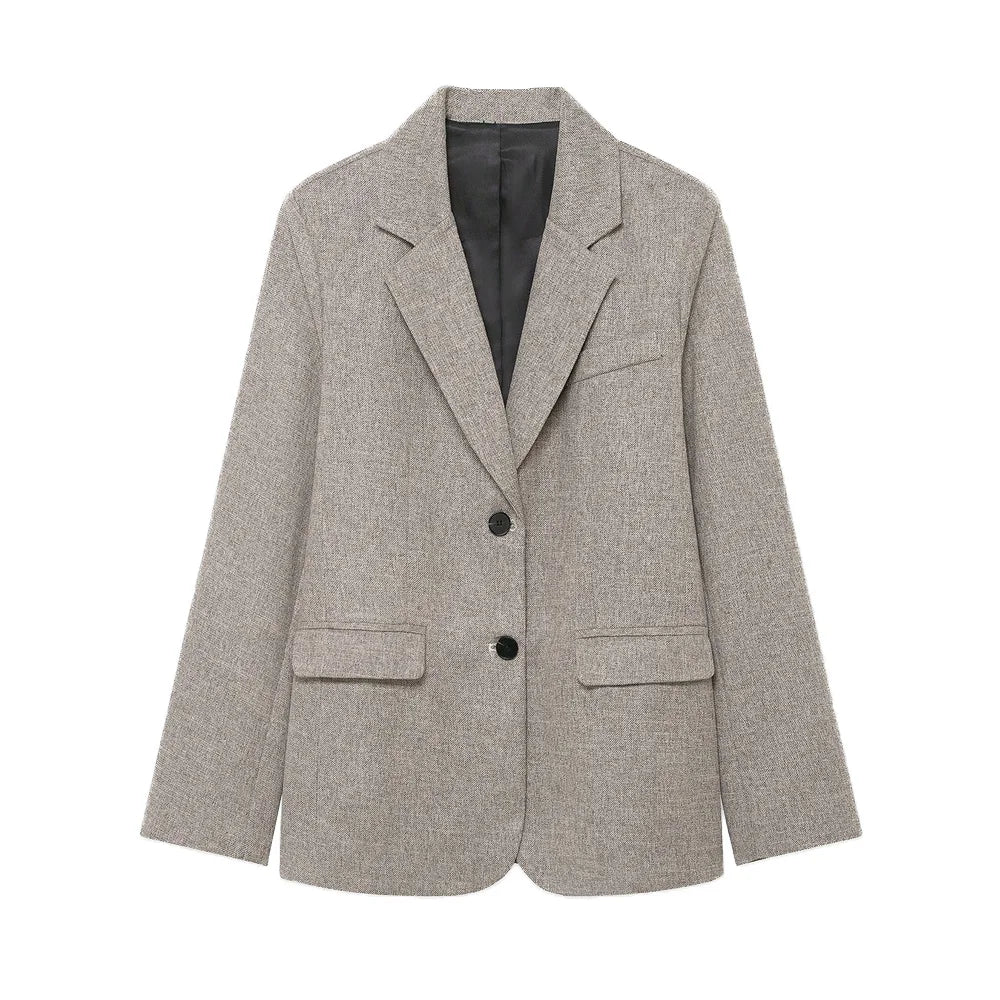 Women's Long Sleeve Blazer Coat Fashion Office Wear with Flap Pockets Casual Chic Outerwear Top