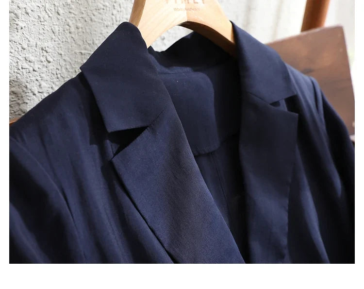 Casual Lyocell Suit Blazers Women 2026 Autumn Fashion Transparent Lightweight Three Quarter Sleeve Office Ladies Blazers