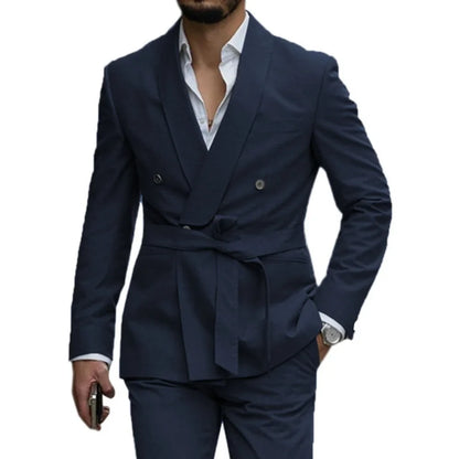 Slim Fit Shawl Lapel Men's Wedding Suits 2 Piece Formal Business Groom Wear Fashion Style Blazer Pants Tuxedos Costume Homme