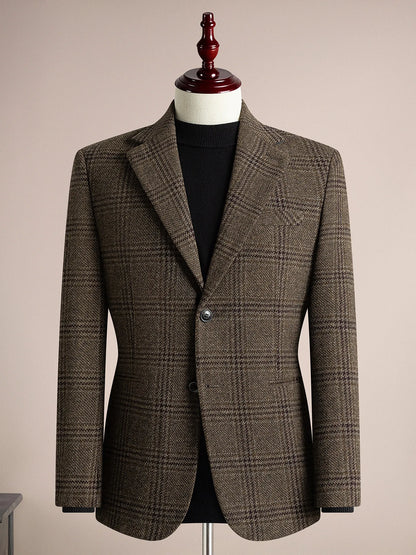 High Quality Retro Fashion 50% Woolen Men's Suit Jacket Autumn Winter Thicken Warm Business Slim Casual Wedding Coats Tailcoat