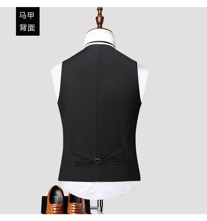 Men's 3-Piece Suit – Slim Fit Blazer Vest Pants Set for Business, Wedding & Casual Wear